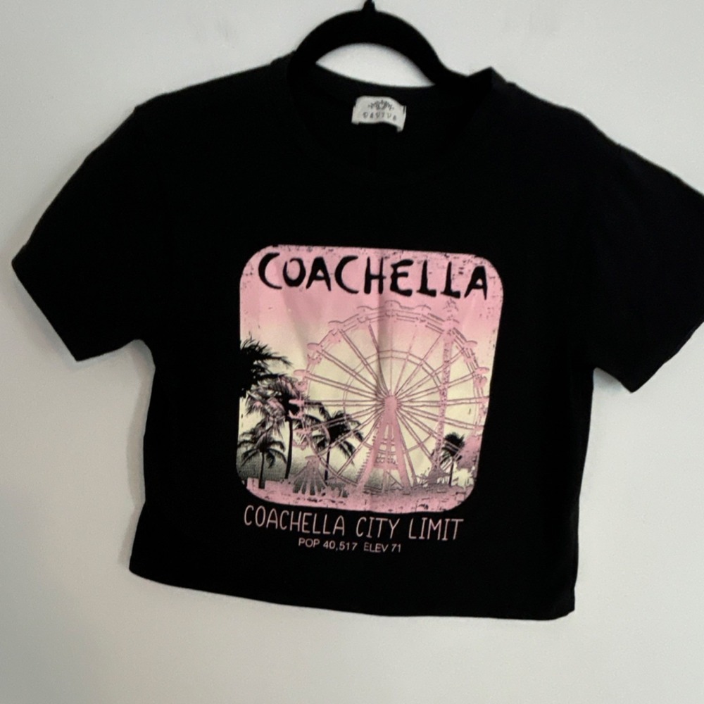 Revive Coachella City Limit Cropped Graphic T-Shirt Black S Women's